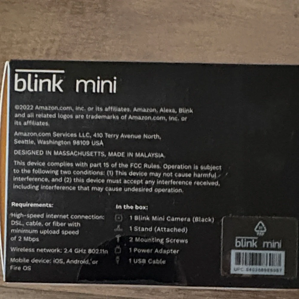 NIB Blink Mini Indoor Plug-In HD Smart Security Camera - Black